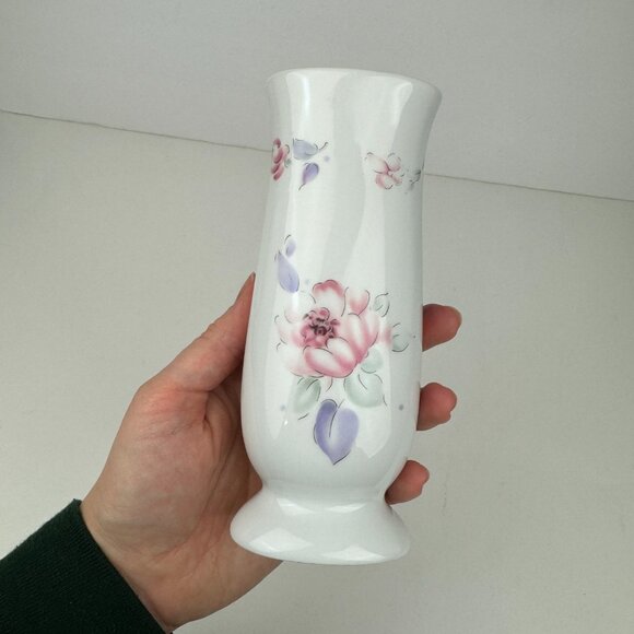 Vtg 90s Especially for you FTD Flower Vase White Pastel Floral Image 6.5in tall - Picture 13 of 14